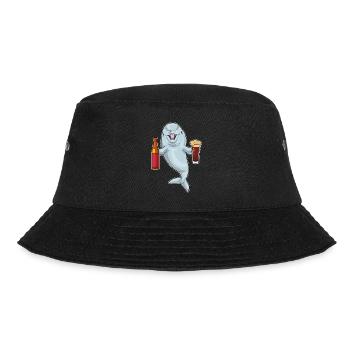 Delfin Flasche Bier - Bucket Hat - Schwarz - Vorne - Lela (165cm)