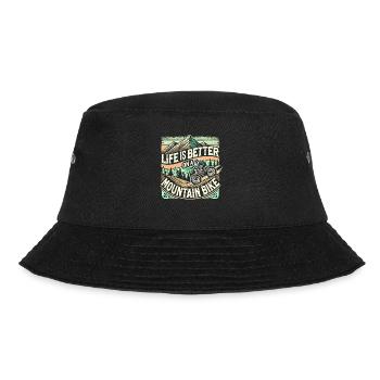 Das Leben ist besser auf einem Mountainbike - Bucket Hat - Schwarz - Vorne - Lela (165cm)