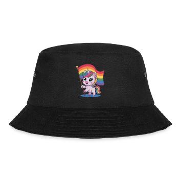 Cute unicorn with rainbow flag - Bucket Hat - black - Front - Lela (165cm)
