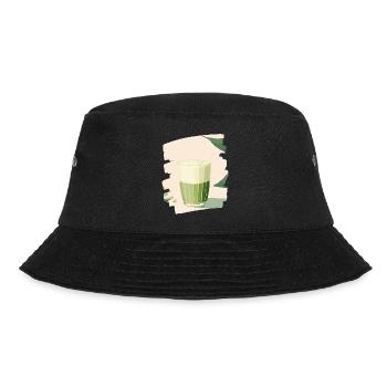 Matcha Latte Liebhaber Grüntee - Bucket Hat - Schwarz - Vorne - Lela (165cm)