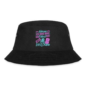 Radfahrer WARUM ICH OHNE AKKU FAHRE? Lustiges - Bucket Hat - Schwarz - Vorne - Lela (165cm)