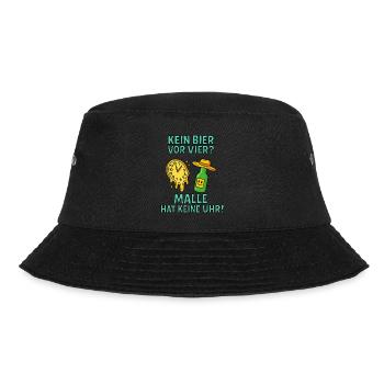 Malle Shirt Saufurlaub Party Kein Bier Vor Vier - Bucket Hat - Schwarz - Vorne - Lela (165cm)