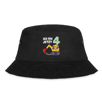 Ich bin jetzt 4 Bagger Bär 4. Geburtstag - Bucket Hat - Schwarz - Vorne - Lela (165cm)
