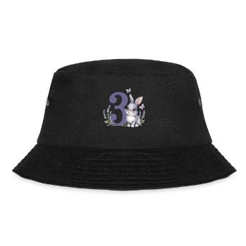 3. Geburtstag 3 Jahre Hase Häschen Lavendel Lila - Bucket Hat - Schwarz - Vorne - Lela (165cm)