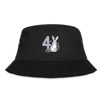 4. Geburtstag 4 Jahre Hase Häschen Lavendel Lila - Bucket Hat - Schwarz - Vorne - Lela (165cm)
