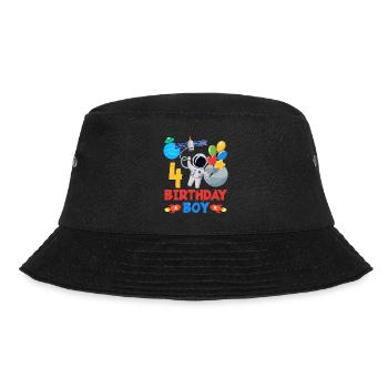 Weltraum Abenteuer 4 Geburtstag Junge - Bucket Hat - Schwarz - Vorne - Lela (165cm)