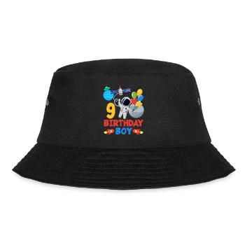 9 Birthday Boy Astronaut Balloon Space - Bucket Hat - black - Front - Lela (165cm)