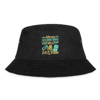 Radfahrer WARUM ICH OHNE AKKU FAHRE? Lustiges - Bucket Hat - Schwarz - Vorne - Lela (165cm)