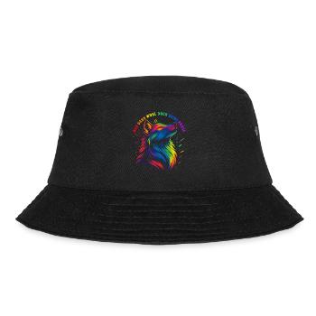 Wolf LGBTQ CSD LGBT Gay Pride Regenbogen Flagge - Bucket Hat - Schwarz - Vorne - Lela (165cm)