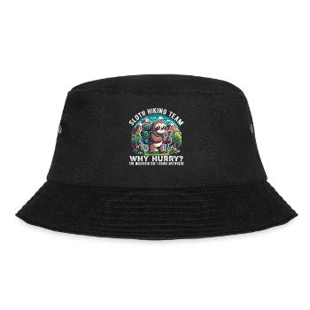Faultier Wanderteam – Warum sich beeilen - Bucket Hat - Schwarz - Vorne - Lela (165cm)