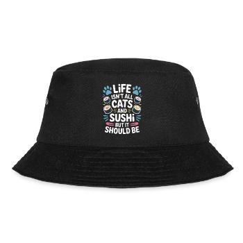 Sushi Cats Japan Funny Kawaii Sushi Gift - Bucket Hat - black - Front - Lela (165cm)