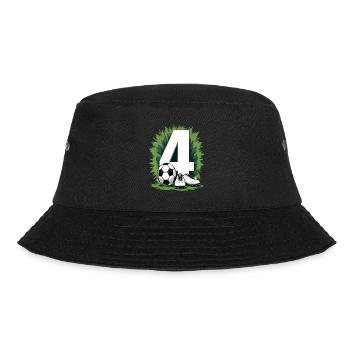 Fußball Geburtstag 4 Jahre Jungen Geschenk - Bucket Hat - Schwarz - Vorne - Lela (165cm)