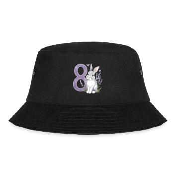 8. Geburtstag 8 Jahre Hase Häschen Lavendel Lila - Bucket Hat - Schwarz - Vorne - Lela (165cm)