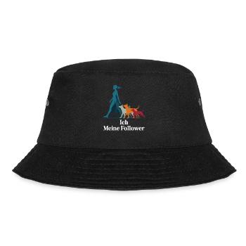 Ich & meine Follower – Hundehumor Design - Bucket Hat - Schwarz - Vorne - Lela (165cm)
