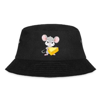 Cute baby mouse with a piece of cheese - Bucket Hat - black - Front - Lela (165cm)
