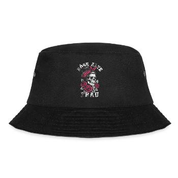 Böse alte Frau - Totenkopf - Rosen - Spruch - Bucket Hat - Schwarz - Vorne - Lela (165cm)