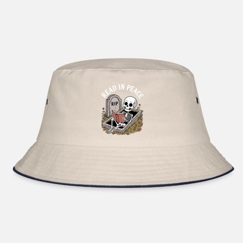 Read In Peace Skeleton Bücher Reading Funny Reader Bucket Hat