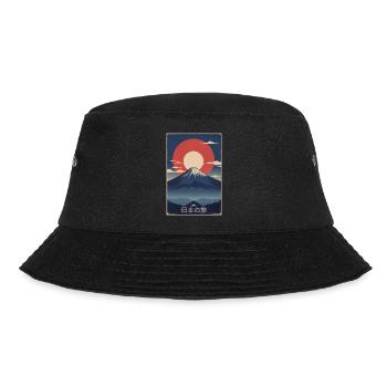 Berg Retro T-Shirt – Japan Reisegrafik - Bucket Hat - Schwarz - Vorne - Lela (165cm)