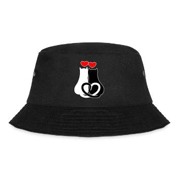 Verliebte Katzen mit Herzen - Bucket Hat - Schwarz - Vorne - Lela (165cm)