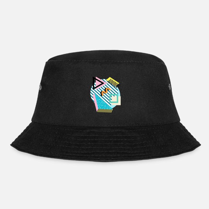Memphis Mix – Retro Shapes & Farben - Bucket Hat - Schwarz