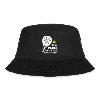 Ich spiele Padel - Was ist deine Superkraft? - Bucket Hat - Schwarz - Vorne - Lela (165cm)
