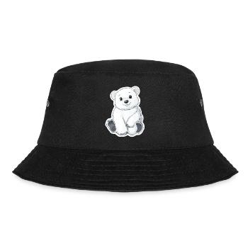 Polar Bear Illustration – Arctic Animal Motif - Bucket Hat - black - Front - Lela (165cm)