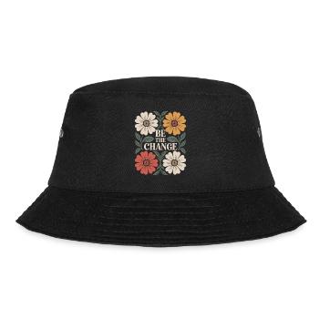 Sei Der Wandel Vintage Blumen Inspiration Zitat - Bucket Hat - Schwarz - Vorne - Lela (165cm)