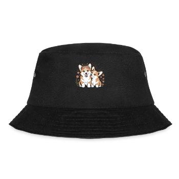 Corgi Hund Boho Stil: Liebevolle Begleiter - Bucket Hat - Schwarz - Vorne - Lela (165cm)
