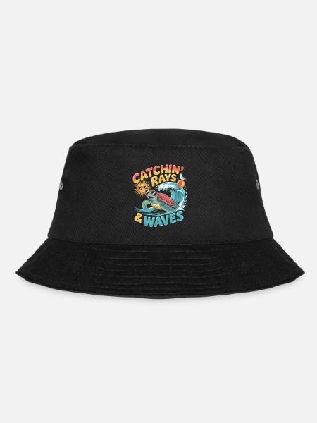 Surfende Schildkröte – Gute-Laune Sommermotiv - Bucket Hat - Schwarz