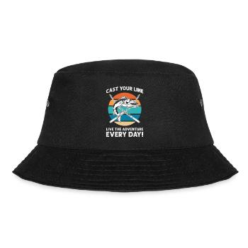 Fischglingjagd Fischen Jeden Tag Liebend - Bucket Hat - Schwarz - Vorne - Lela (165cm)