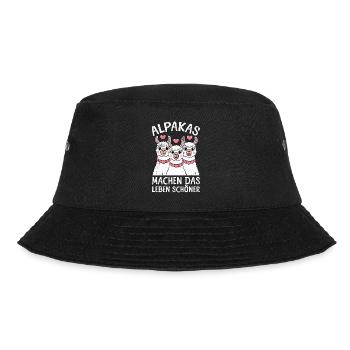 Alpaka ALPAKAS MACHEN DAS LEBEN SCHÖNER Lustiges - Bucket Hat - Schwarz - Vorne - Lela (165cm)