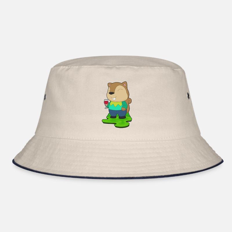 Squirrel Red Wine Bucket Hat