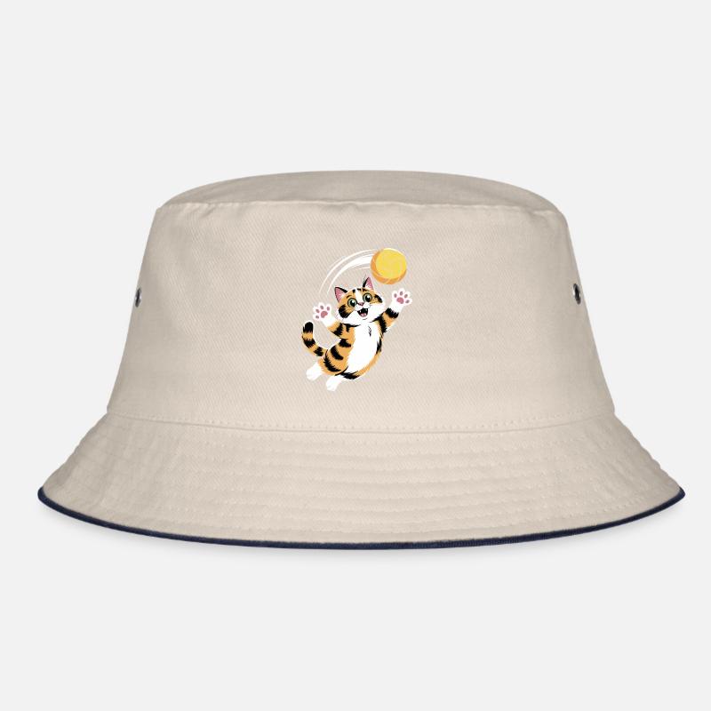 Playful cat with volleyball Bucket Hat