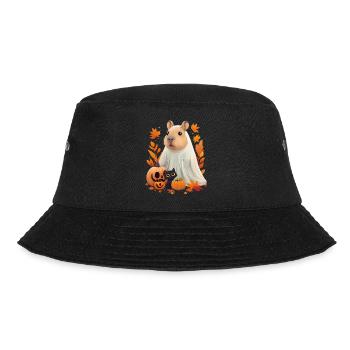 Halloween Capybara Cat Ghost Gift Idea - Bucket Hat - black - Front - Lela (165cm)