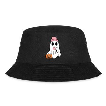 Cute Ghost Drinking Coffee Enthusiast - Bucket Hat - black - Front - Lela (165cm)