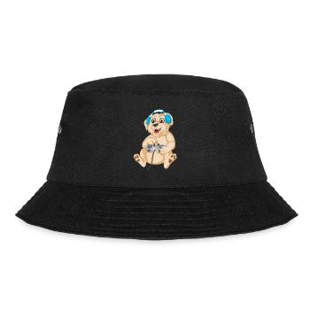 Verspielter Gaming Hund Golden Retriever - Bucket Hat - Schwarz - Vorne - Lela (165cm)