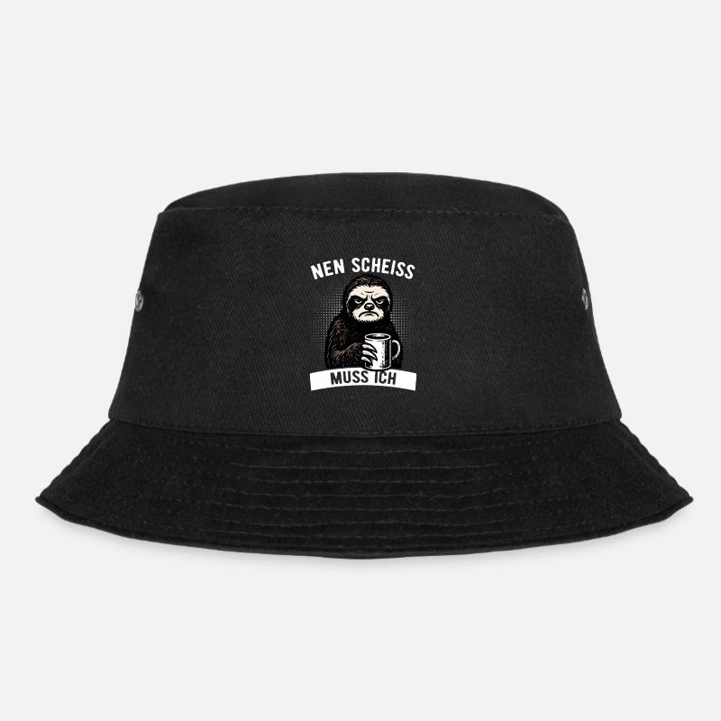 Stures Faultier - Nen Scheiß muss ich - Kaffee - Bucket Hat - Schwarz