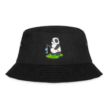 Panda Angler Fisch Angeln - Bucket Hat - Schwarz - Vorne - Lela (165cm)
