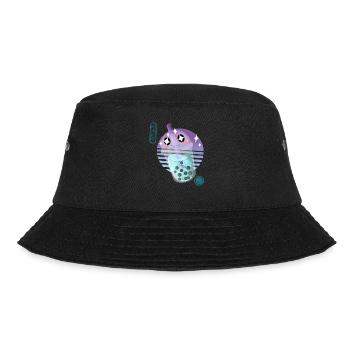 Kawaii Bubble Tee Illustration - Bucket Hat - Schwarz - Vorne - Lela (165cm)