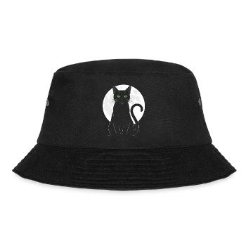 Schwarze Katze Vollmond mystisch für Katzenfans - Bucket Hat - Schwarz - Vorne - Lela (165cm)