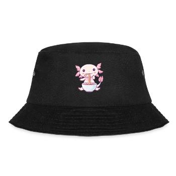 Cute Axolotl with Noodles - Bucket Hat - black - Front - Lela (165cm)