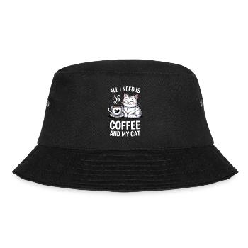 Coffee And Cat Quote Design - Bucket Hat - Schwarz - Vorne - Lela (165cm)