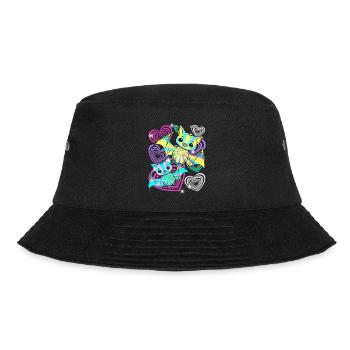Retro Fledermäuse Halloween Kinder  - Bucket Hat - Schwarz - Vorne - Lela (165cm)