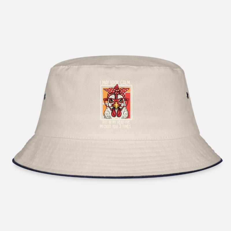 Chicken with glasses saying design Bucket Hat
