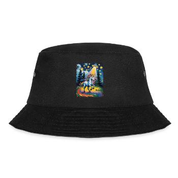 Leuchtendes Einhorn im Sternenrausch - Bucket Hat - Schwarz - Vorne - Lela (165cm)