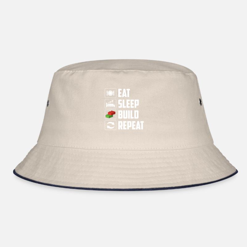 Eat Sleep Build Repeat Brick Builder Block  Bucket Hat