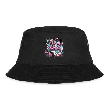 Neon Flamingo Geometrische Pop 80er - Bucket Hat - Schwarz - Vorne - Lela (165cm)