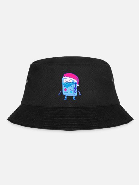 Kawaii Christmas Robot Santa Bot - Bucket Hat - black