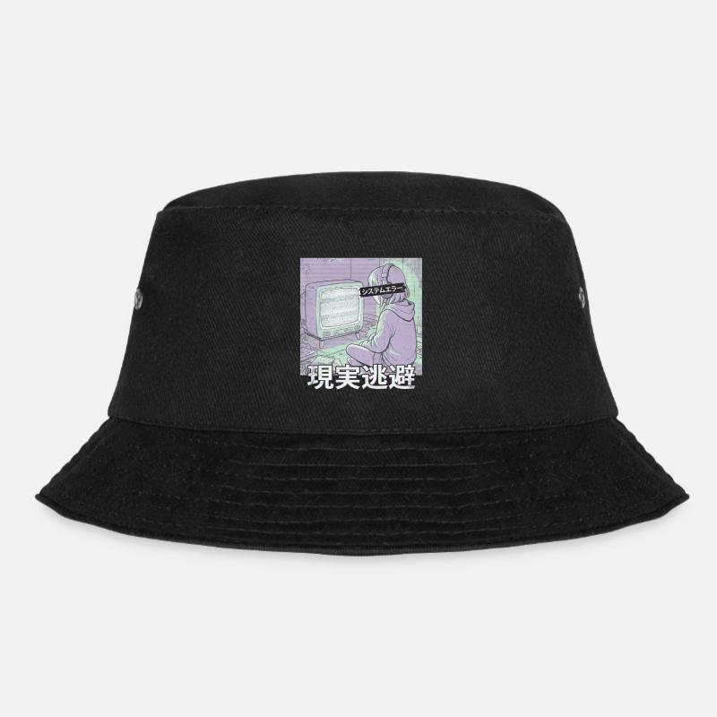 Erreur de système de bug esthétique Anime Girl Vaporwave - Bob - noir