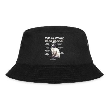 Siamkatzen T | Siam Katze-Katzen Stubentiger - Bucket Hat - Schwarz - Vorne - Lela (165cm)